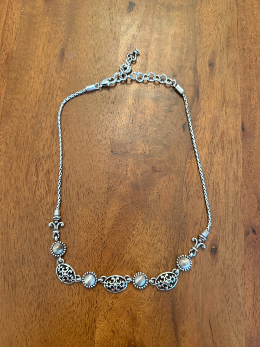 Silver-Tone Filigree and Moonstone Accent Necklace - Brighton